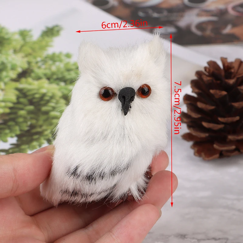 

Cute Owl White Black Furry Christmas Bird Ornament Decoration Adornment Simulation For Home Decor Gift
