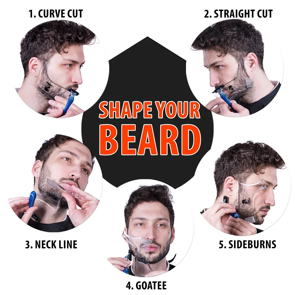 

1PC Men Beard Shaping Tool Hair Liner Template Pro Stencil Comb Shaper For Styling With Trimmer,Razor Or Clippers Perfect Gift