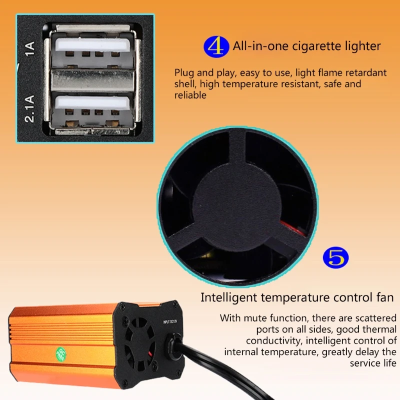 

Auto 150W Car Power Inverter DC 12V to 110V AC-Socket Car Converter with Dual USB Ports Car Inverter Charger Adapter
