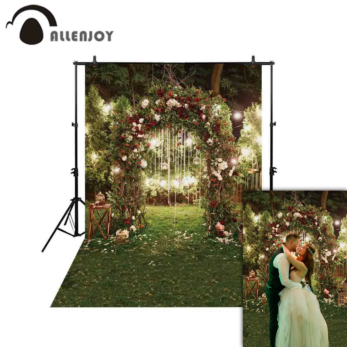 Allenjoy весенний цветок Арка Дверь фон Сад Свадьба Природный Ночной Пейзаж Портрет