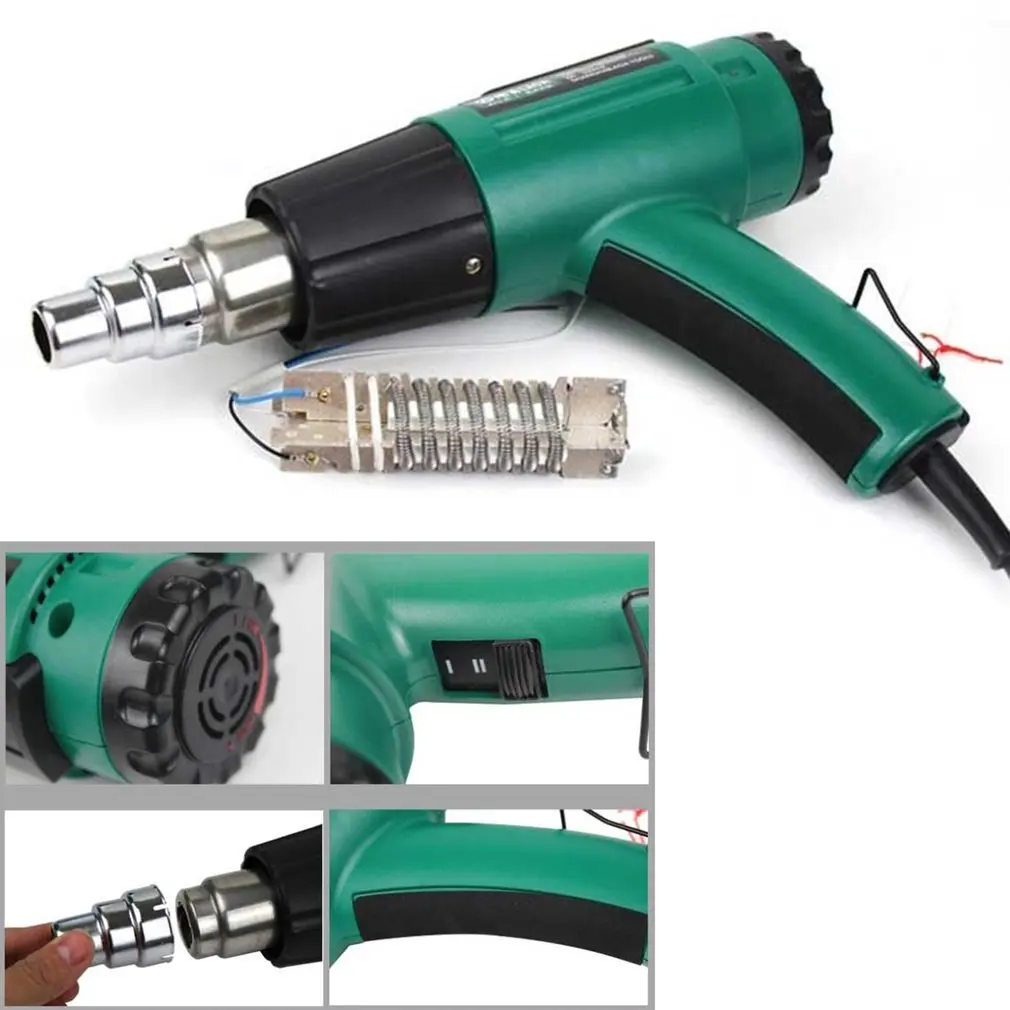 Тепловой пистолет горячего воздуха паяльная сушилка вентилятор 1600 Вт длительный