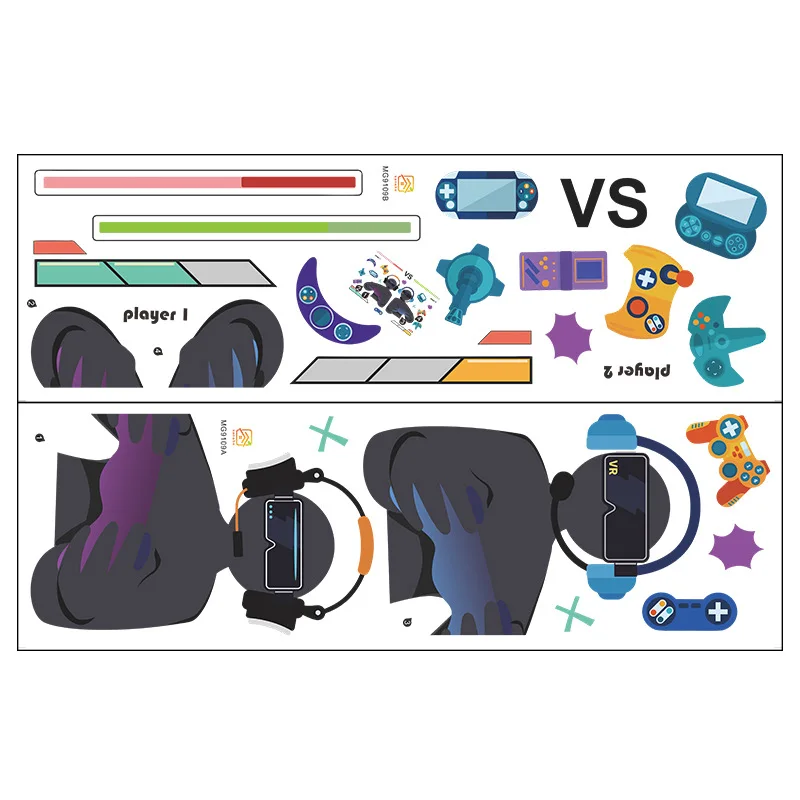 

Cartoon Game Handle Theme Wall Stickers Competitive Boy Partner Playing Electric Creative Foreign Trade Self Adhesive Sticker