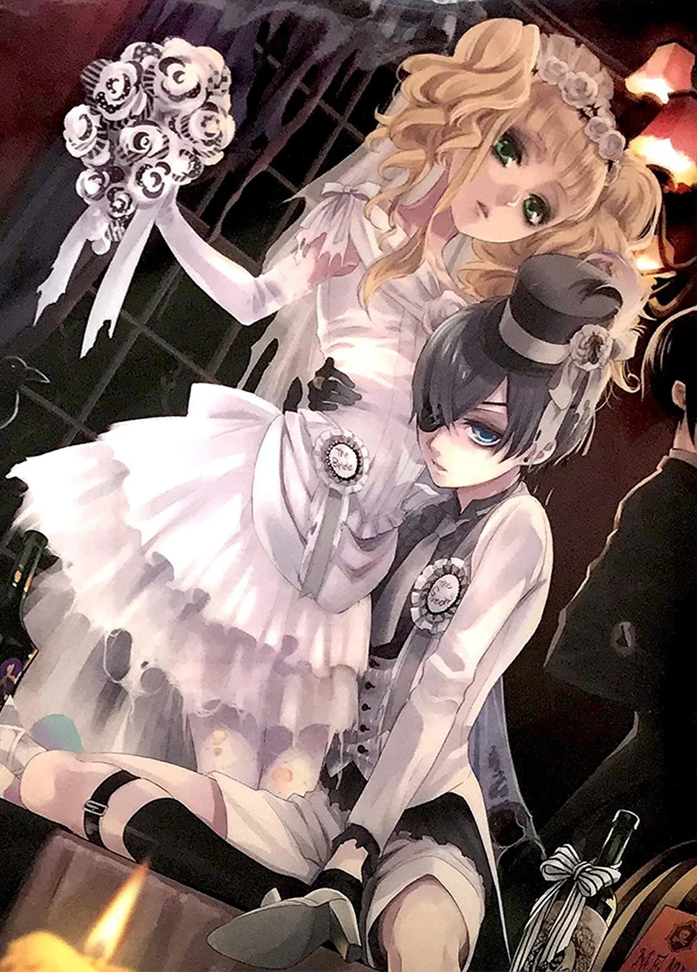 VEVEFHUANG предварительная Аниме Косплей Черный Дворецкий Ciel Phantomhive и Елизаветы белый косплей-костюм свадебное платье для вечерние комплект