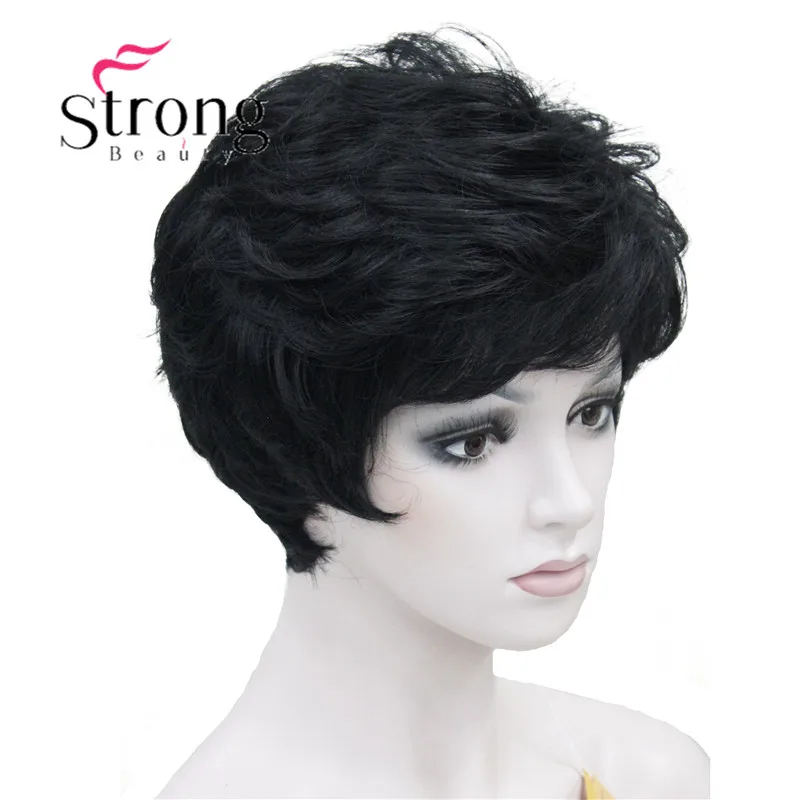 StrongBeauty женские парики пушистые естественные кудрявые короткие синтетические волосы Полный парик 11 цветов