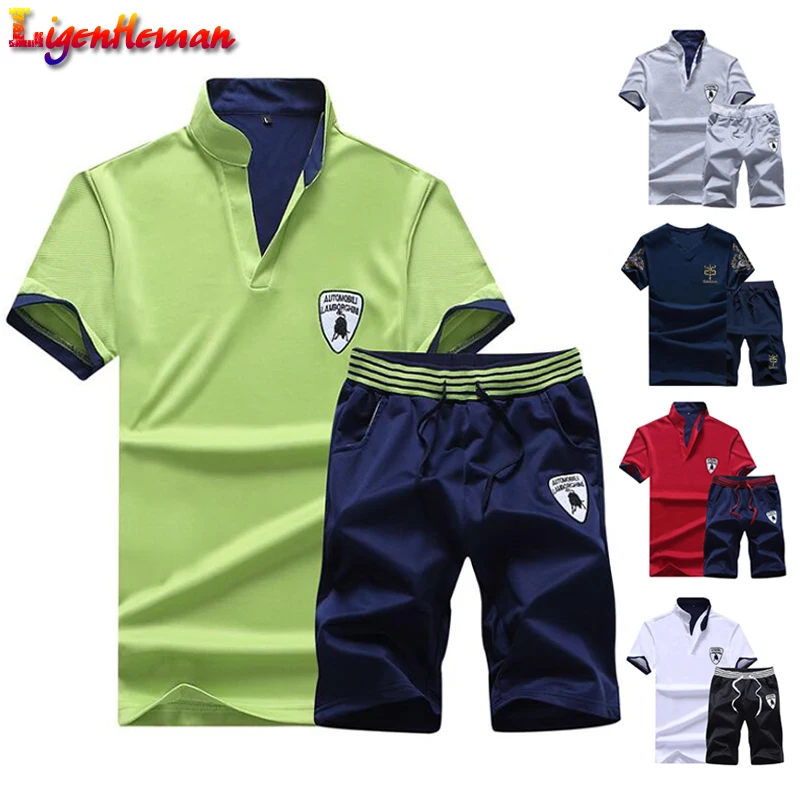 Повседневный мужской спортивный костюм летний комплект для фитнеса спортивные