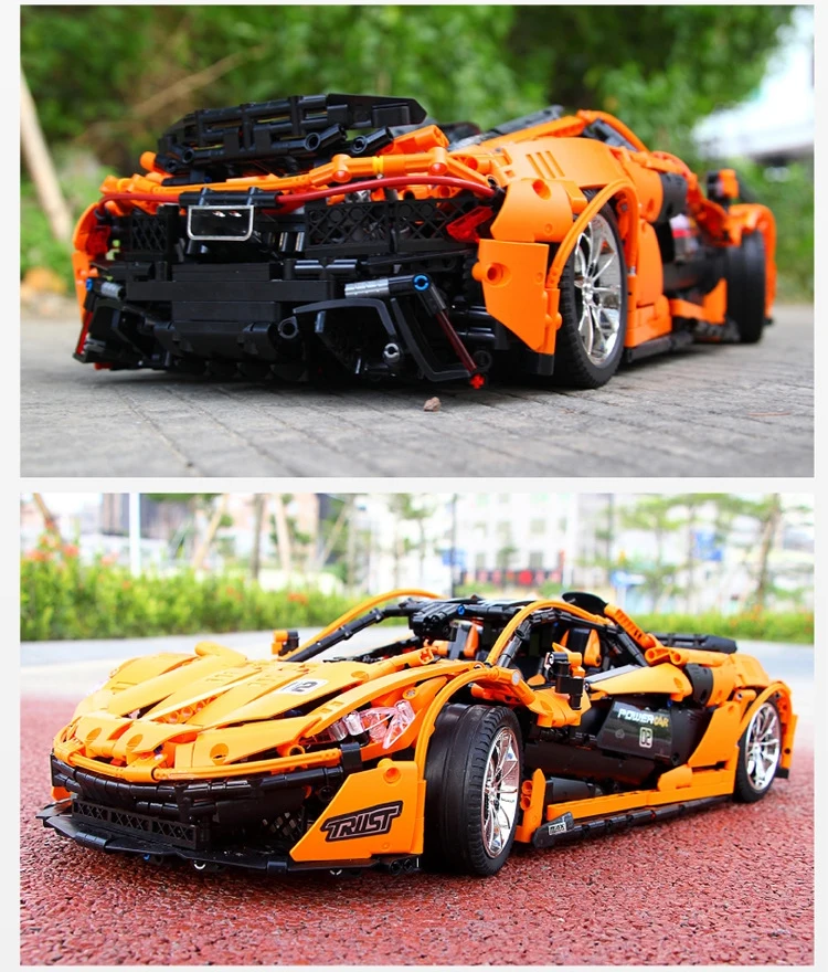 DHL 20087 Technic Toys MOC-16915 P1 мотор автомобиль набор оранжевый супер гоночные автомобили строительные блоки кирпичи детские игрушки модель автомобиля подарок