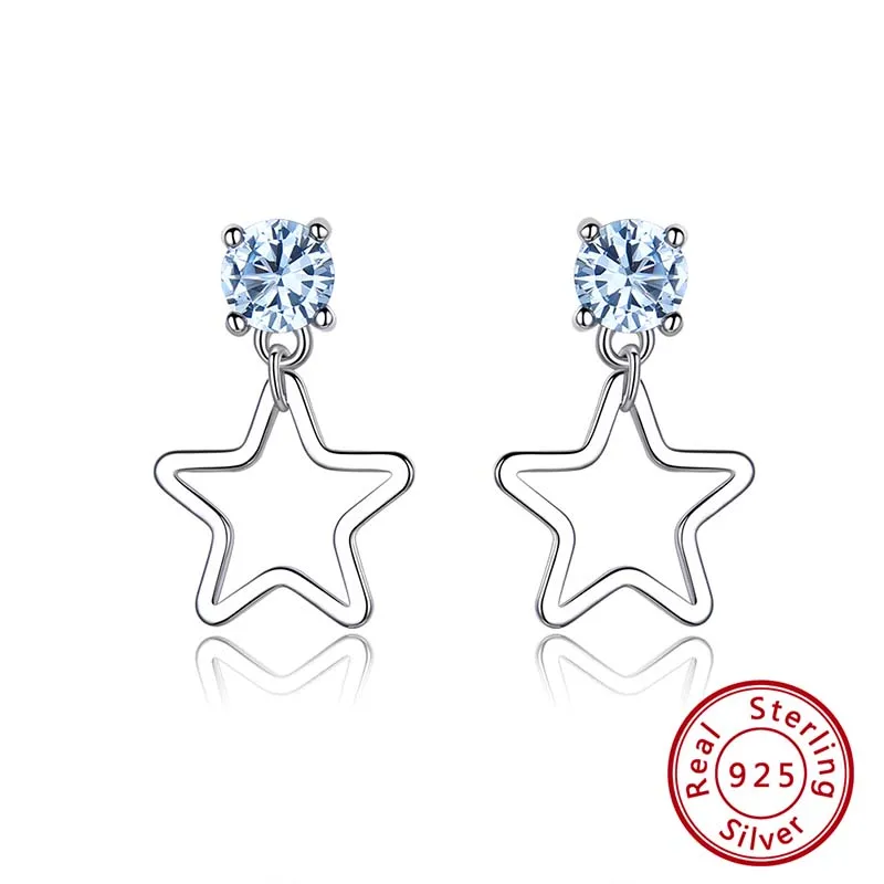 ORSA JEWELS твердые 925 пробы серебряные серьги-гвоздики для женщин подлинный голубой топаз роскошные женские ювелирные изделия VSE05 - Цвет камня: VSE13