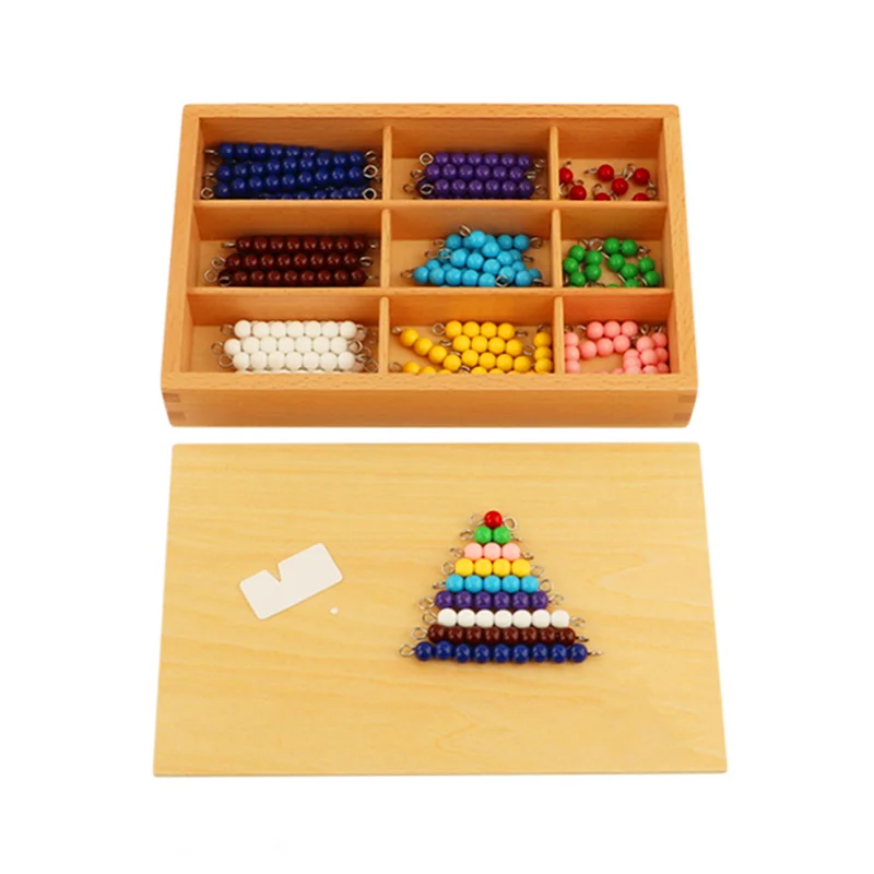 Montessori Material matem&aacute;tico 1-9 cuentas de Bar en caja de madera preescolar temprano juguetes educativos ni&ntilde;os juguetes educativos-4