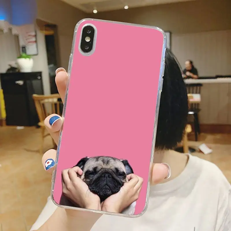 

Pug dog cute cartoon animal Phone Case Transparent for iPhone 6 7 8 11 12 s mini pro X XS XR MAX Plus