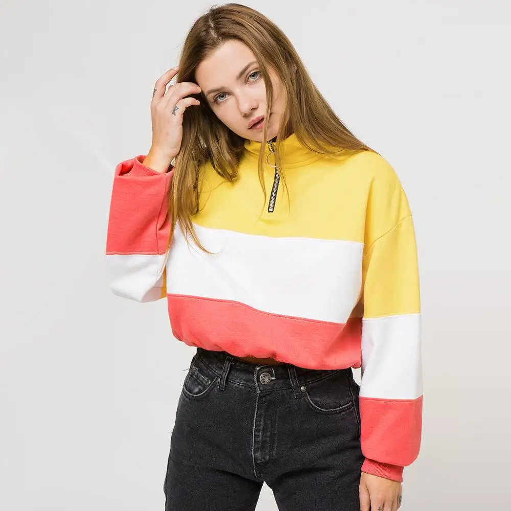 Модная женская короткая Повседневная Толстовка с круглым вырезом и длинными