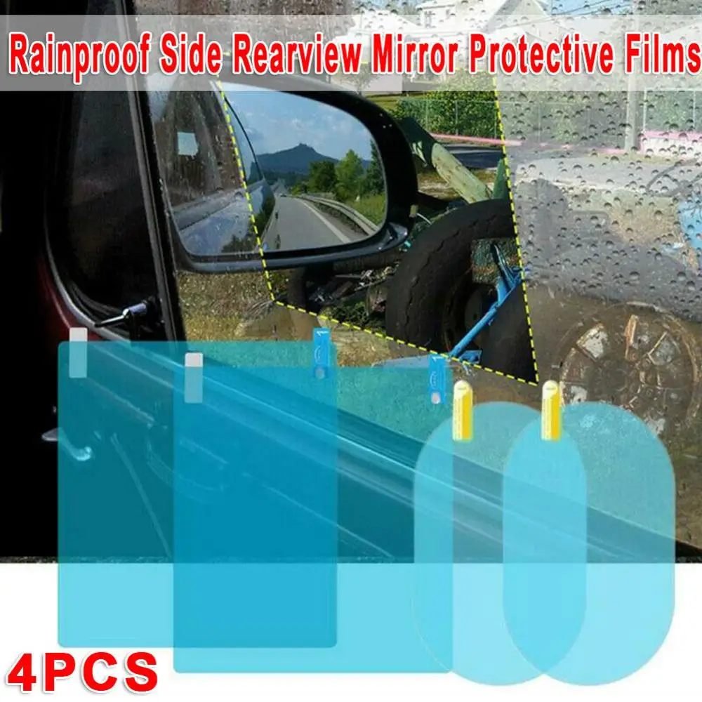 

4pcs/set Car Mirrors Glass Anti-Fog Film PET Nano Coating Material Rain Snow Protection for Car Rear View Mirrors Side Windows