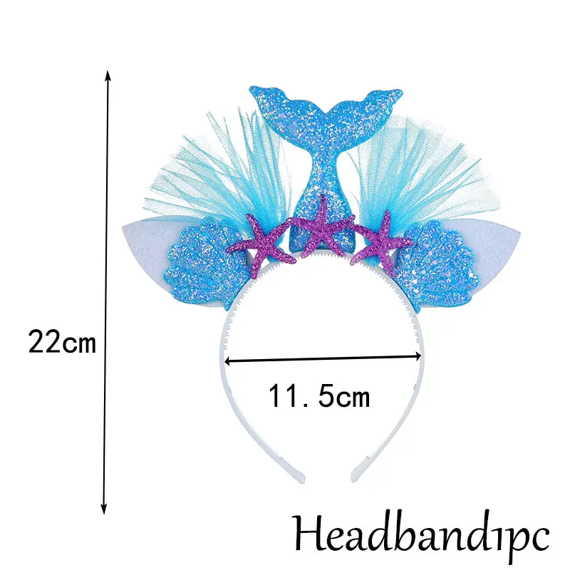 Headband1pc Русалка тема вечерние день рождения одноразовая посылка Конфета "Русалка" коробка вечерние воздушные Шары Баннер для свадебного оформления baby shower вечерние украшения - Цвет: Headband1pc