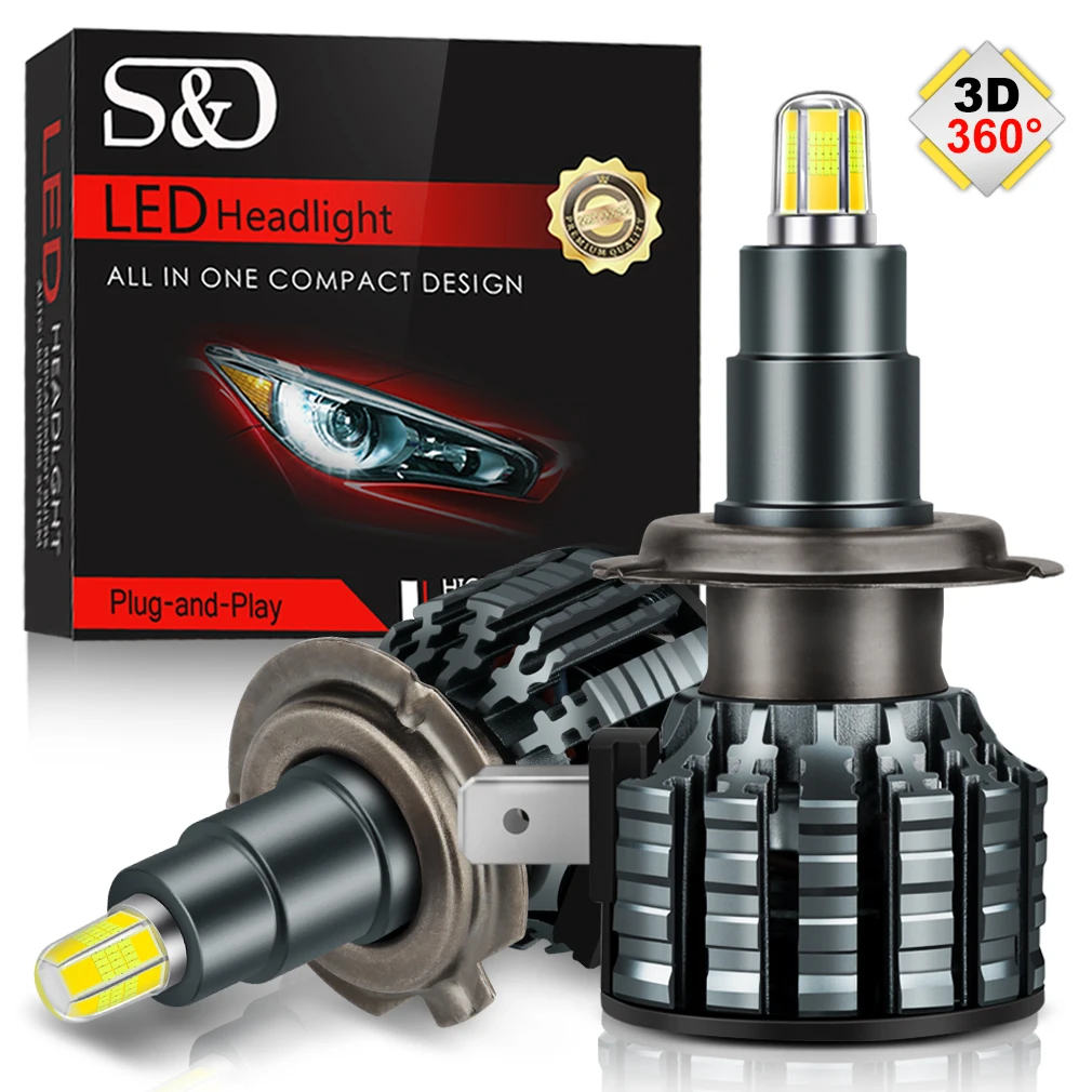 

2Pcs 4sides H11 H1 H7 Led Headlight Bulb For Auto Mini 9012 9005 9006 H8 H9 Car Lights HB4 HB3 Hir2 Lamps 360 Super White 6500K