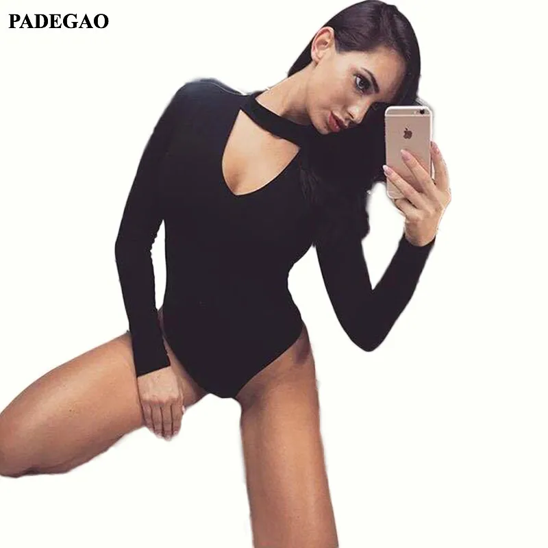 Женский комбинезон с глубоким v образным вырезом PADEGAO цельный Облегающий для