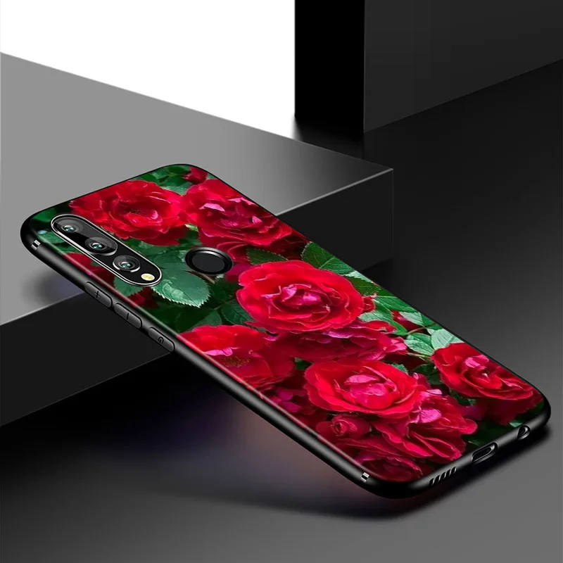 Яркий черный чехол с красивыми красными розами для Huawei P Smart Z S Plus 2020 2019 Nova 5T 5i 5 4e 4 3i