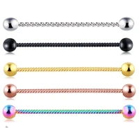 mix 5pcs new multicolor coating stainless steel barbell tongue piercing jewelry industrial piercing nipple ring