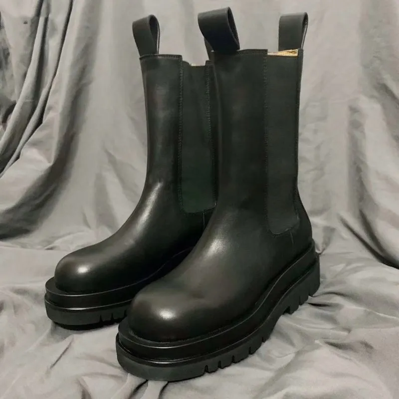 Черные ботинки Челси из натуральной кожи на толстой подошве новые женские