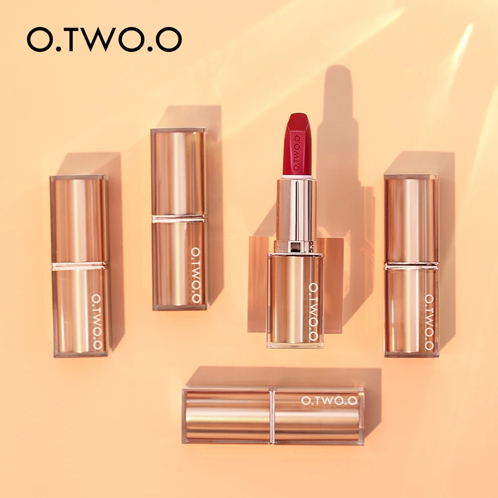 

O.TWO.O Matte Lipstick Lips Makeup Waterproof Lip Balm Long Lasting High Pigmentation Lip Tint Square Lipstick Tube Cosmetic