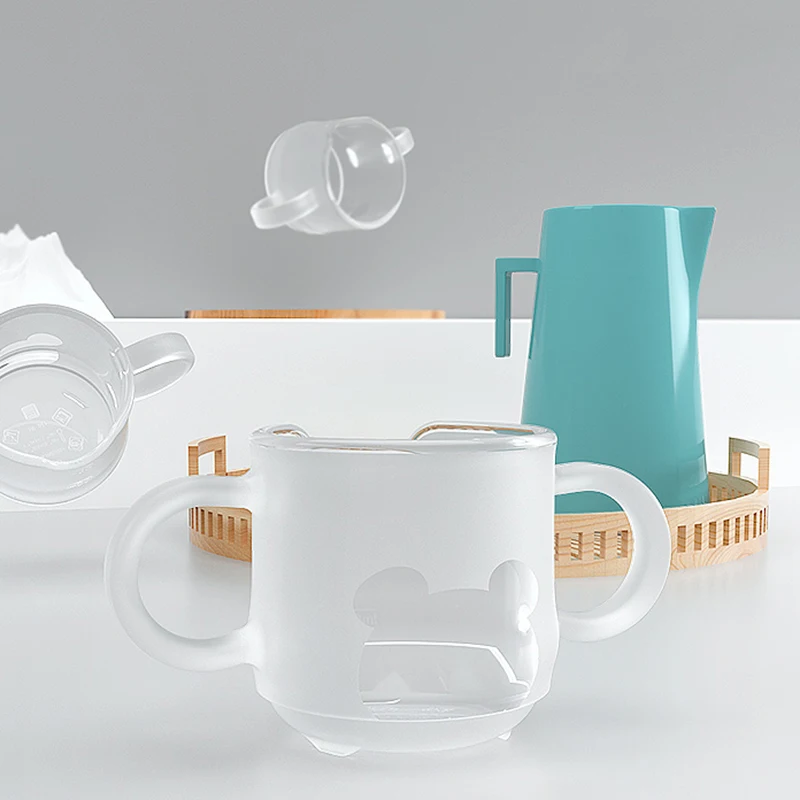 

Baby Learning Mug Children Cartoon Water Cup Kindergarten Silicone Anti-fall Scale Baby Anti-mite Handle Child Bottle 150ml