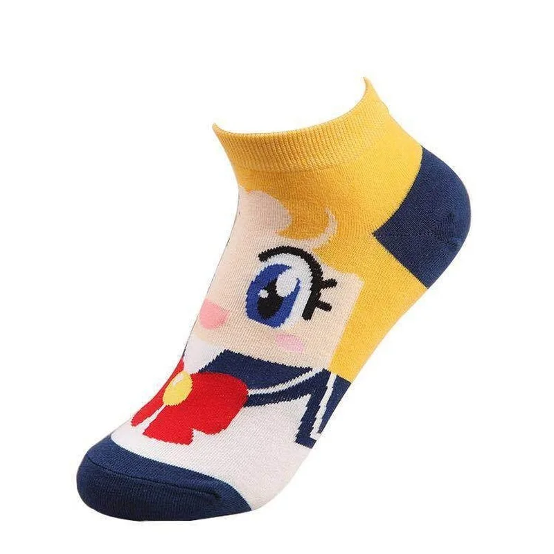 Sailor Moon-calcetines de dibujos animados de Chibiusa, Hino, Rei, Kino, Makoto, informal, Cosplay, para ni&ntilde;os, regalos de navidad-5