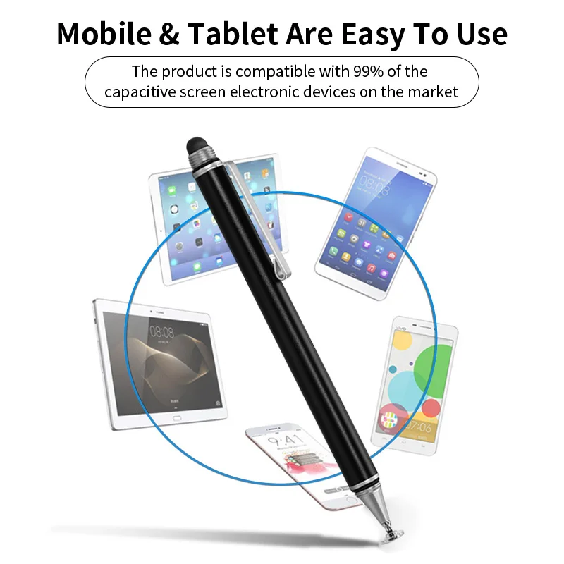 

Metal Universal Capacitive Pencil 2 in 1 Touch Screen Stylus Pen Useful Design Tablet Pen For Smart Phone Tablet Drawing