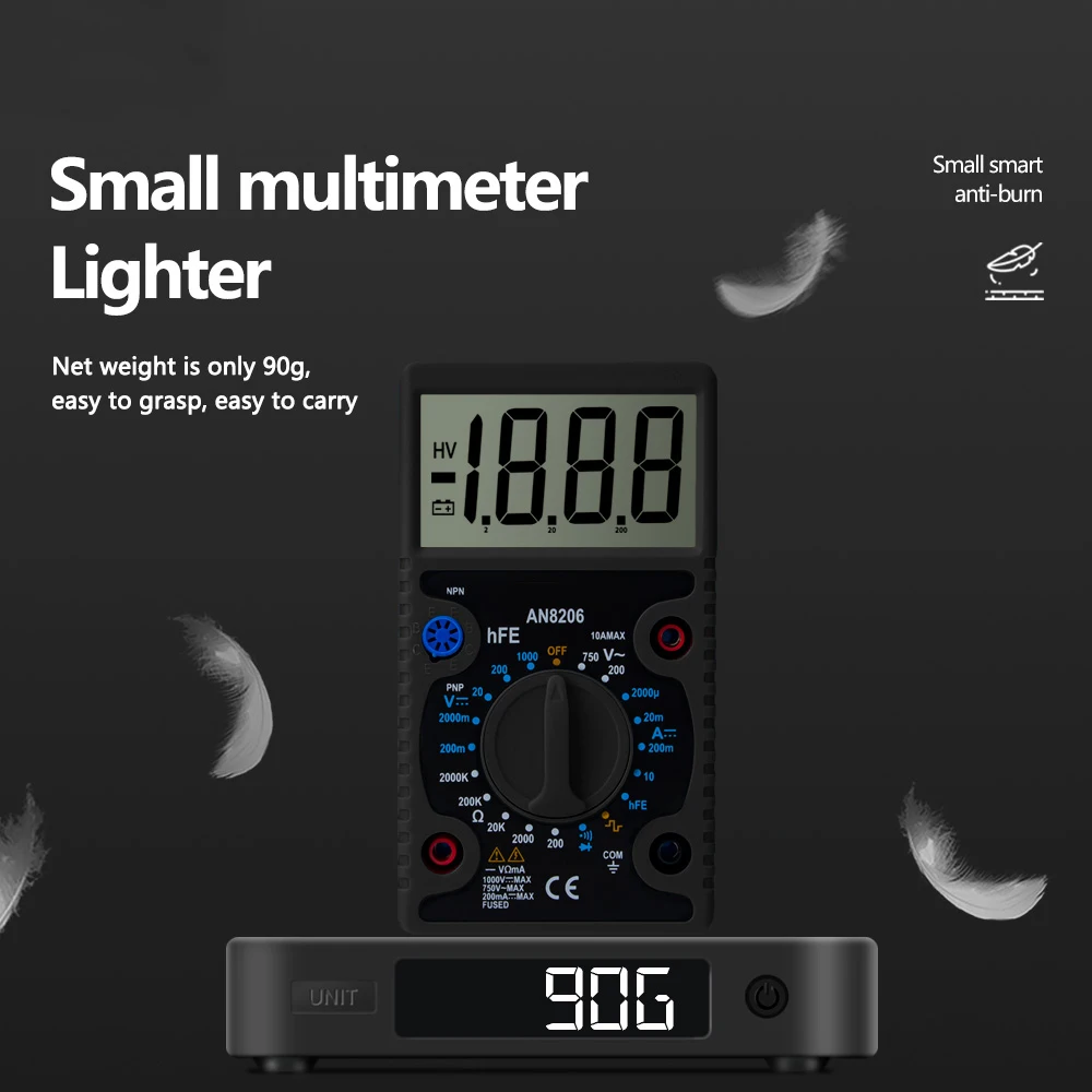 

Цифровой мультиметр с большим экраном, профессиональный вольтметр, амперметр, Омметр, индикатор напряжения, тестер переменного и постоянно...