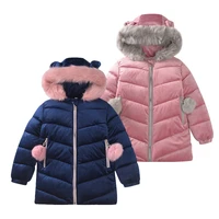 winter new girls cotton padded jacket korean version of the big childrens velvet thickening mid length down cotton jacket