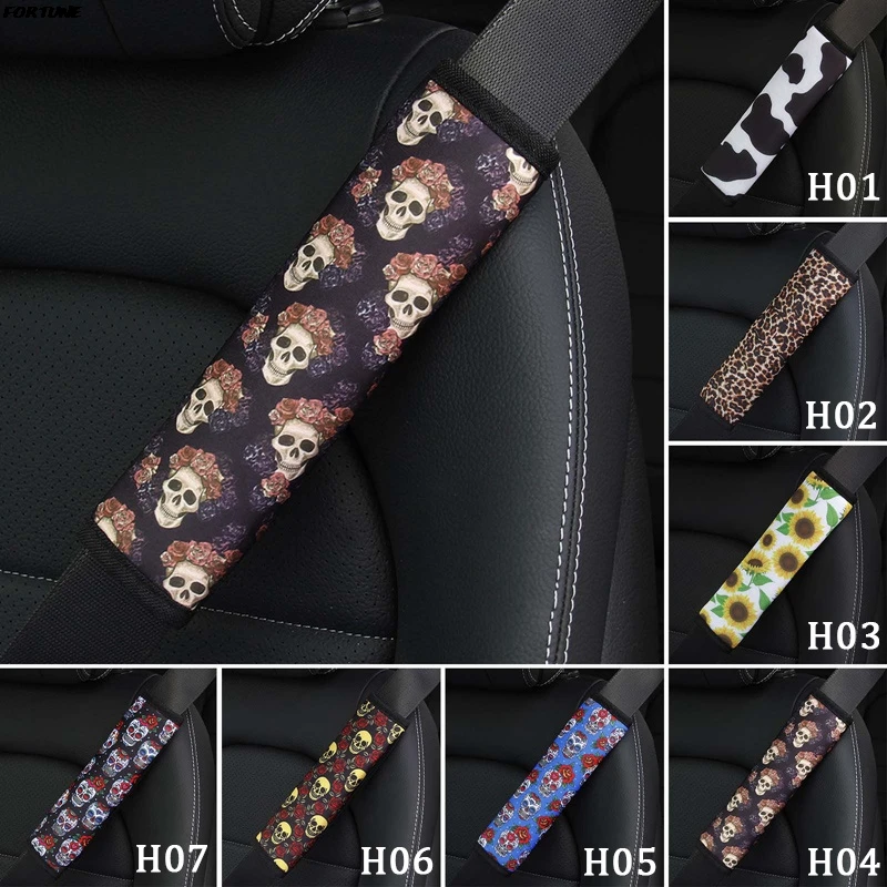 Leopard Car Safety Belt Covers Breathable Auto Seat Pad Protection Shoulder Padding For Men Women Auto Styling Accessories