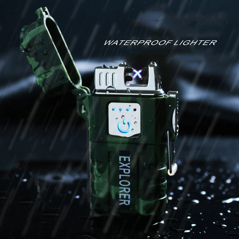 Outdoor Camping Sports Waterproof Lighter USB Charging Touch Sensor Switch Shows Battery Pulse Plasma Double Arc Cigar | Дом и сад