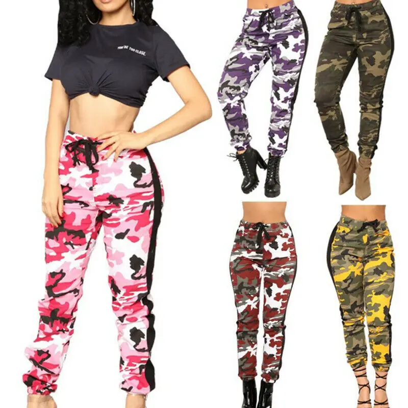Новинка летние готические женские повседневные камуфляжные Джоггеры со