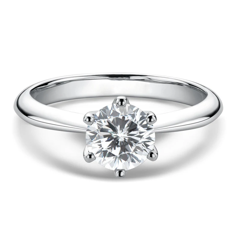 

Real 1 Carat D Color Moissanite Wedding Rings For Women Top Quality 18K White Gold Color 100% 925 Sterling Silver Jewelry