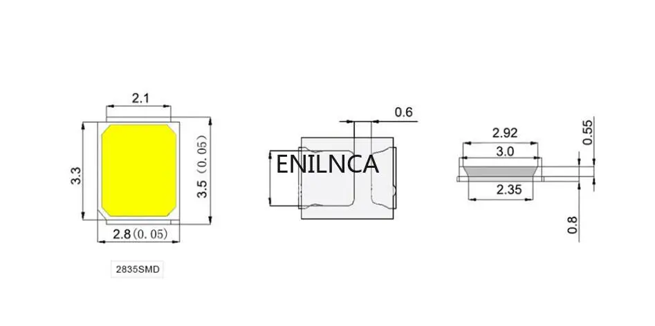 SMD led 2835 1 Вт 0 5 высокая яркость белый 3 в 6 9 18 36 3000 мА 6000 30 60 50 к-к светодиодный Диод |