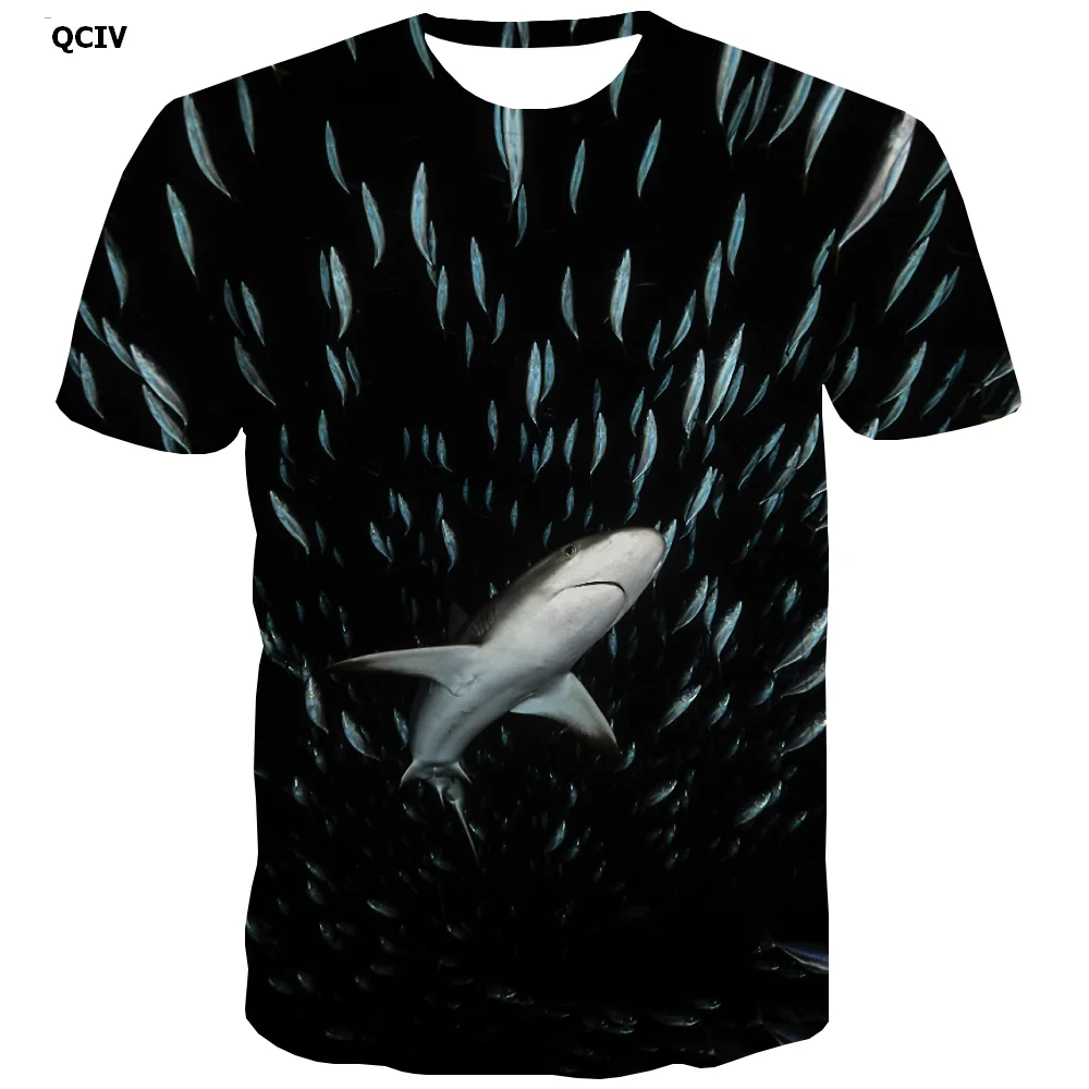 Футболка QCIV с изображением рыбок мужская одежда из аниме лицом черные футболки