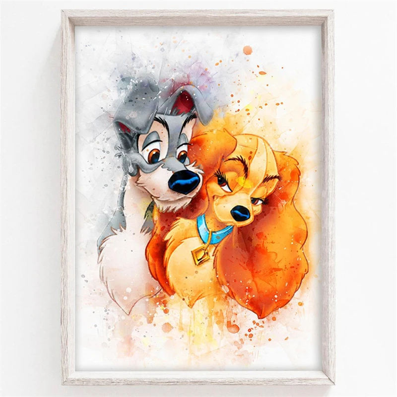 Disney Lady and The Tramp настенная Картина на холсте скандинавские постеры и принты