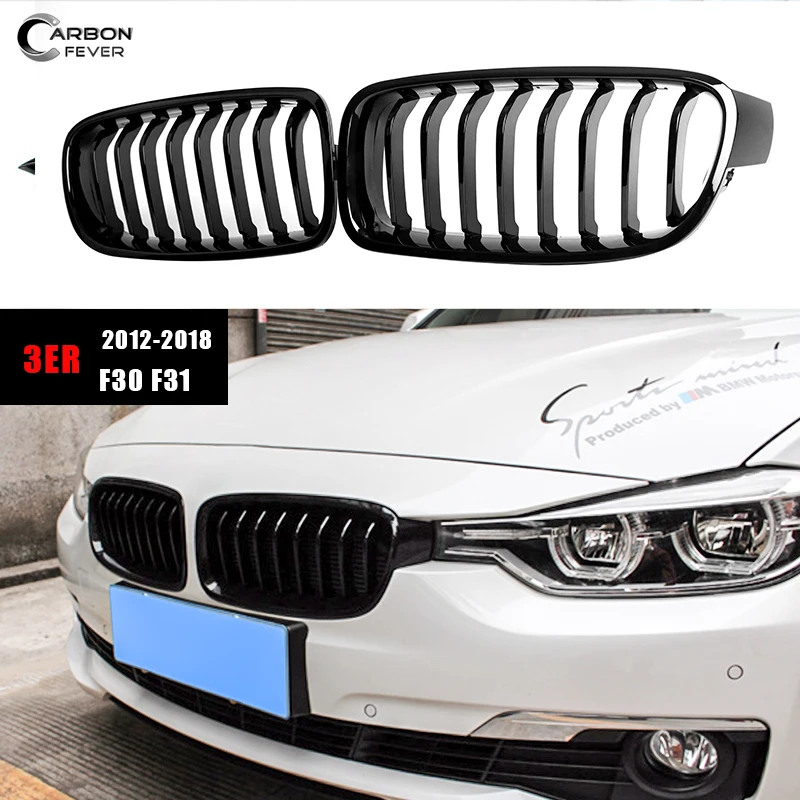Передний бампер F30 автомобильные грили для BMW 3 серии Sedan F31 Wagon Single Slat ABS Глянцевая