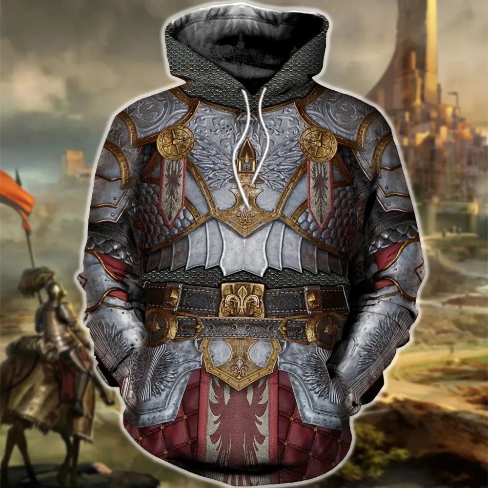 

3D Printed Knight Medieval Armor Men hoodies Knights Templar Harajuku Fashion hooded Sweatshirt Unisex Casual jacket Hoodie QS66