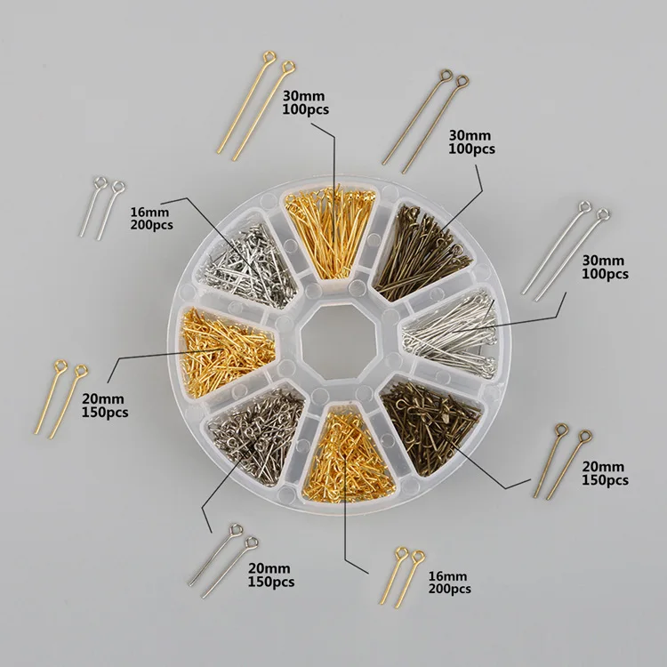 

Mixed Styles DIY Jewelry Findings Material Beads Cup Earring Hook Jump Ring Hook Pin Box Sets for Jewelry Making Findings Tools
