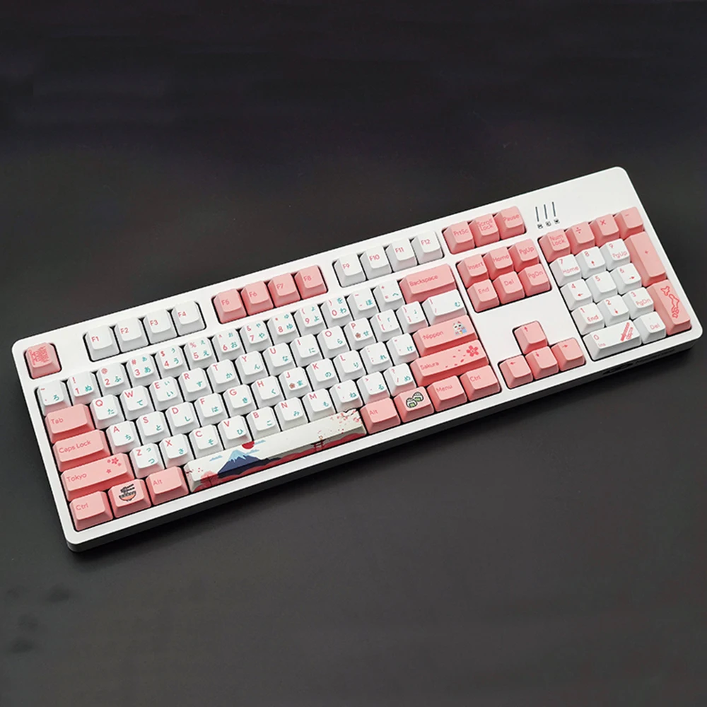 Японские розовые и белые колпачки для клавиш в виде цветков вишни механической