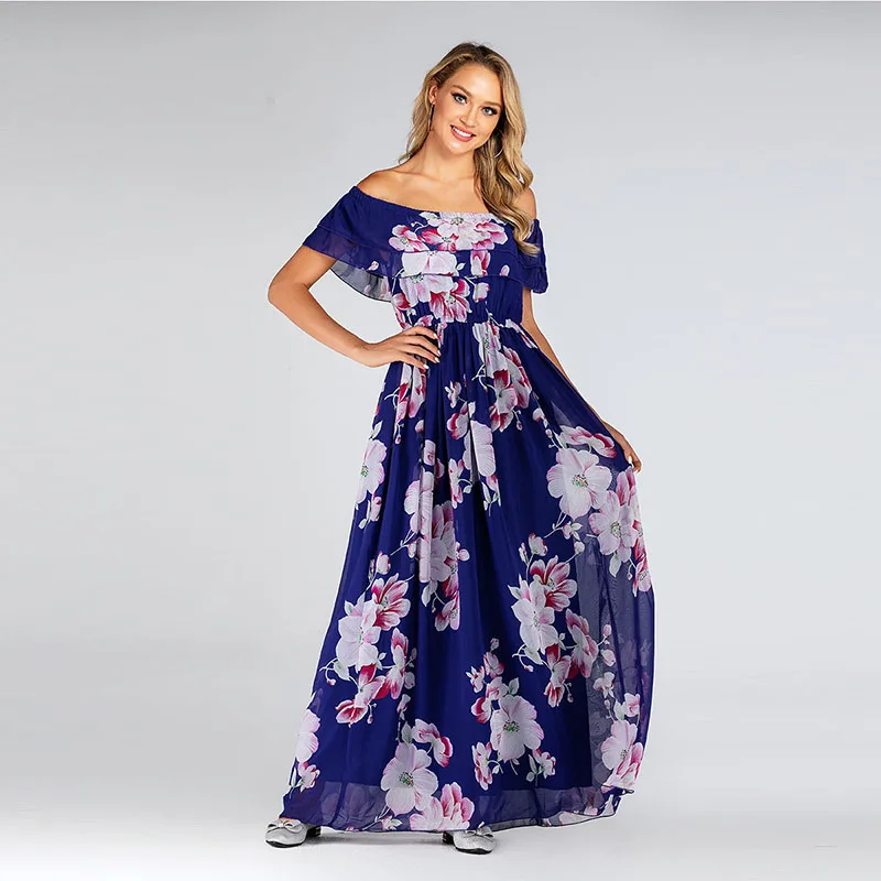 Женское шифоновое платье с широкой юбкой элегантное без рукавов принтом пляжная