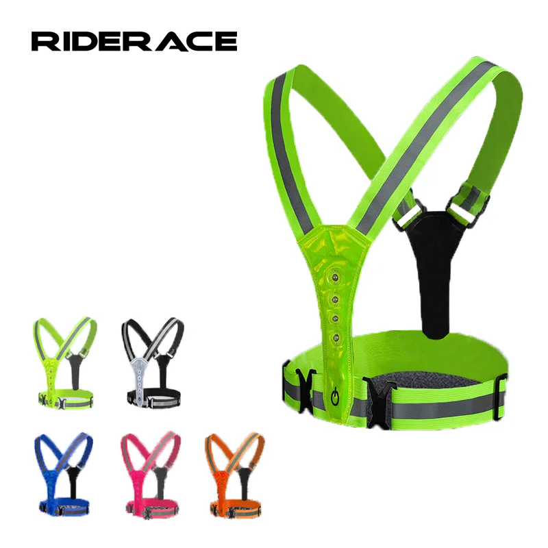 

LED Cycling Vest High Visibility Outdoor Running Bicycle Reflective Safety Vest Adjustable Elastic Strap Riding Reflective Belt