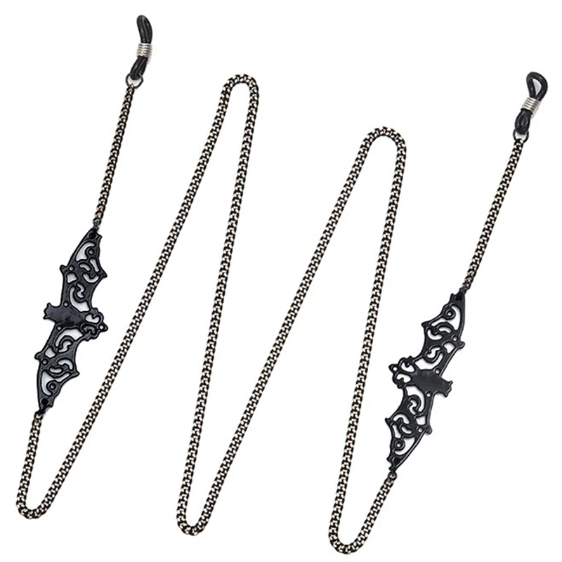 

Retro Fashion Black Bat Sunglass Chain Lanyard Women Men Personality Metal Eyewear Holder Cord Strap Accessories