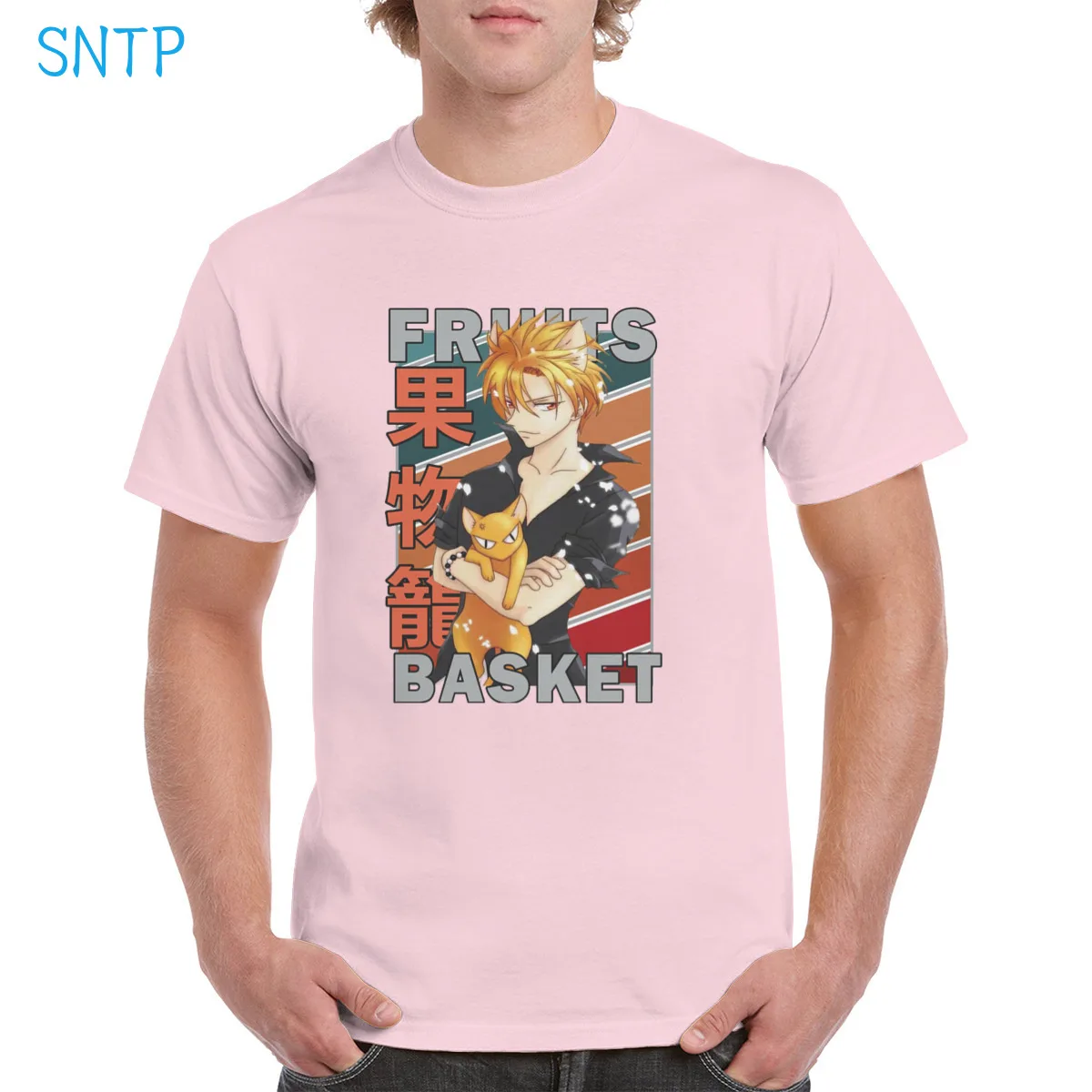 

Kyo Sohma Fruits Basket Furtsu Basuketto Retro Colour Stripe Anime t shirt Cotton graphic Top Oversized clothes Female/Man