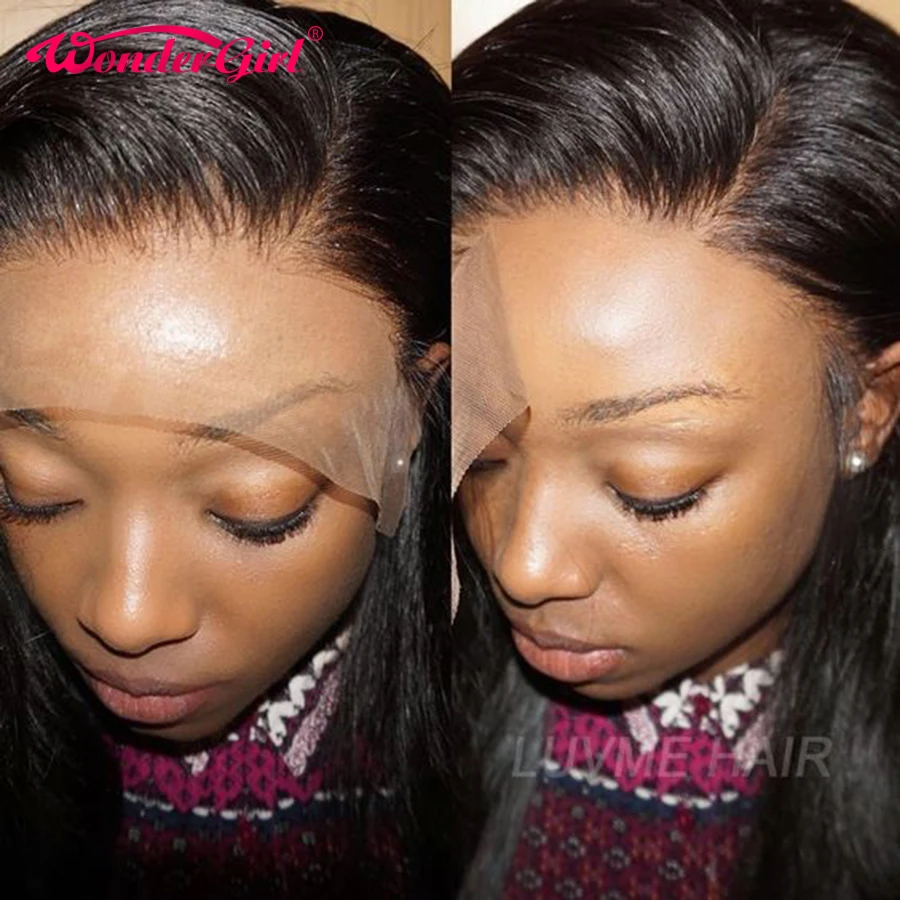 Remy hair Wonder girl 360 парик с кружевом спереди al предварительно сорвал с волосами младенца перуанские прямые предварительно сорванные человеческие волосы парики