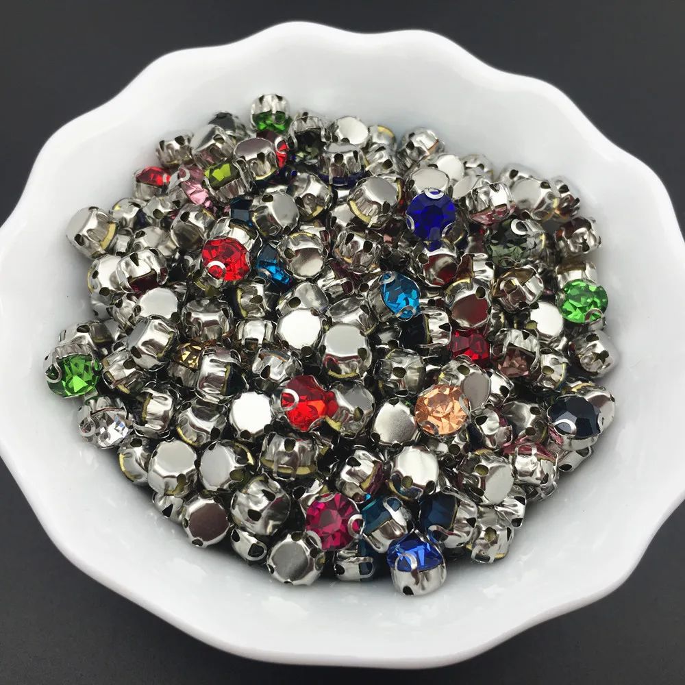 4mm-6mm Round Stone With Claw Sewing Rhinestones Garment Accessories Crafts Crystals Glass Strass Sew on Rhinestones For Clothes