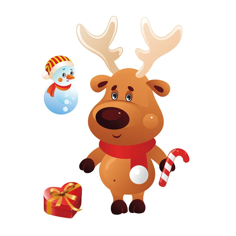 Рождественские Съемные Наклейки на окно и стекло наклейки стену из ПВХ для