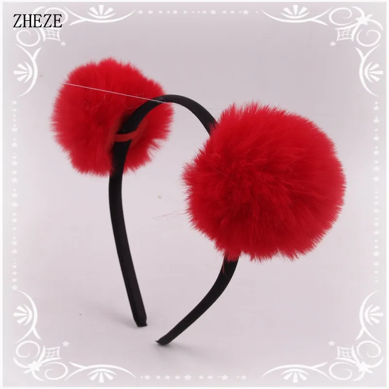 Ободок для волос с плюшевыми шариками 2 шт./лот |