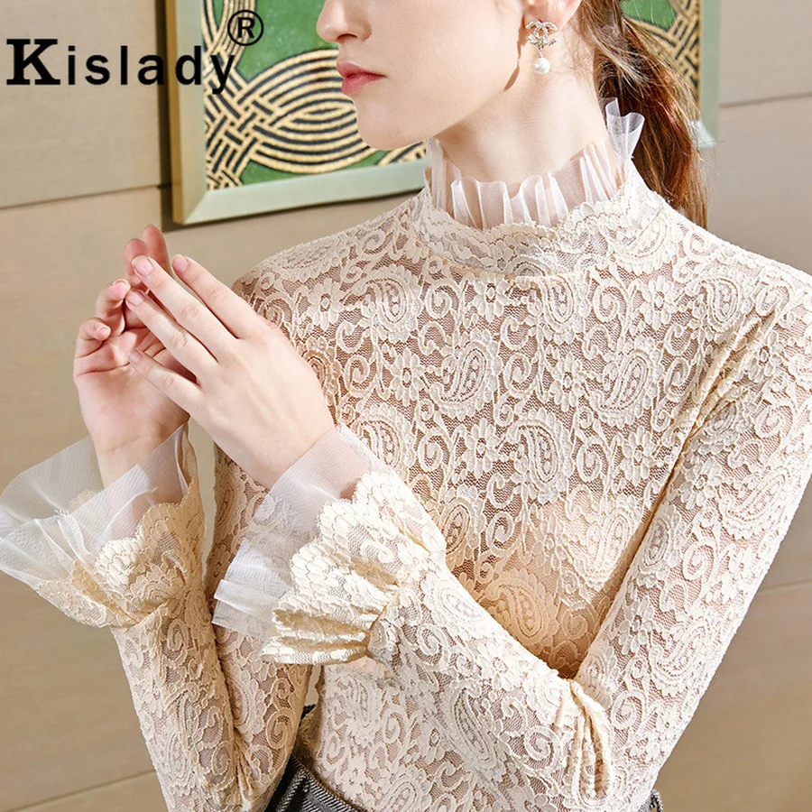 Женская кружевная блузка с оборками винтажная большого размера XXXL воротником