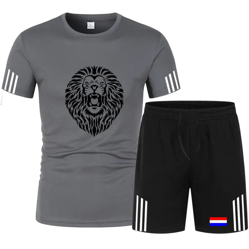 

Dutch team shirt 2021 Verstappen Summer Tracksuit brands Men's set's Sportswear fashion Oversized T-shirt+shorts football jersey