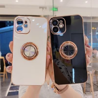 funda for iphone 12 pro max case luxury plating silicone cover for iphone 7 8 plus 11 pro xr xs max se 2020 ring holder covers