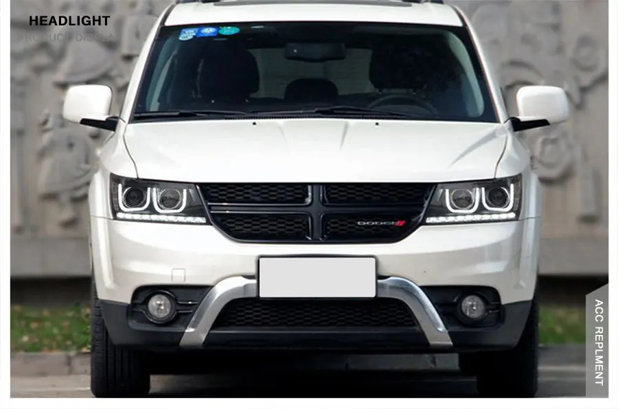 2 шт. светодиодный фары для Dodge путешествие 2009- светодиодный Автомобильные фары ангельские глазки комплект ксеноновых фар, Высокопрочная конструкция протовотуманная подсветка Габаритные огни